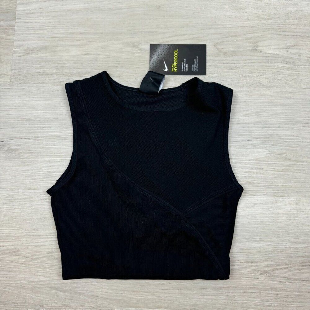 Nike Pro Hypercool‎ Performance Cropped Top Womens Small Black CN9841 010 NEW